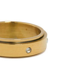 Waterproof Gold Plated Stainless Steel Cubic Zirconia Spinner Ring - link has visual effect only