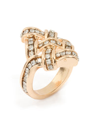 Gold Diamante Knot Statement Ring - link has visual effect only