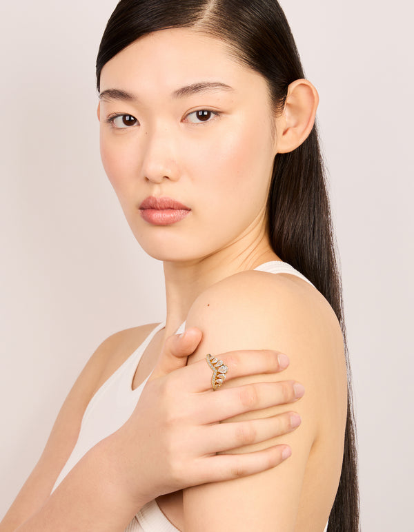 Gold Plated Cubic Zirconia Princess Cut Pear Ring