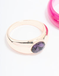 Rose Gold Statement Stone Rings 2-Pack - link has visual effect only