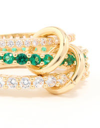 Gold Plated Green Cubic Zirconia Stacked Ring - link has visual effect only