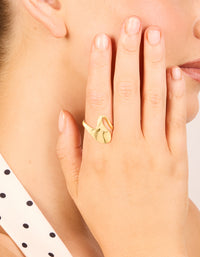 Waterproof Gold Plated Stainless Steel Open Swirl Ring - link has visual effect only