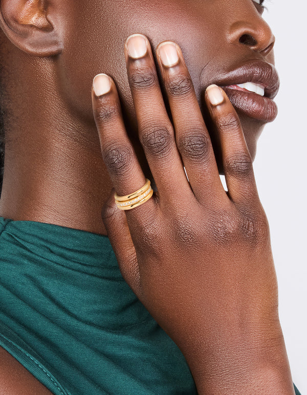 Waterproof Gold Plated Stainless Steel Triple Band Stacker Ring