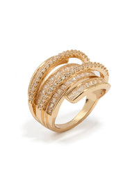Gold Cubic Zirconia Molten Wrap Around Ring - link has visual effect only