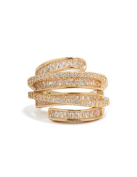 Gold Cubic Zirconia Molten Wrap Around Ring - link has visual effect only