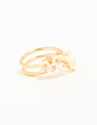 Gold Plated Cubic Zirconia Flower Wrap Ring - link has visual effect only