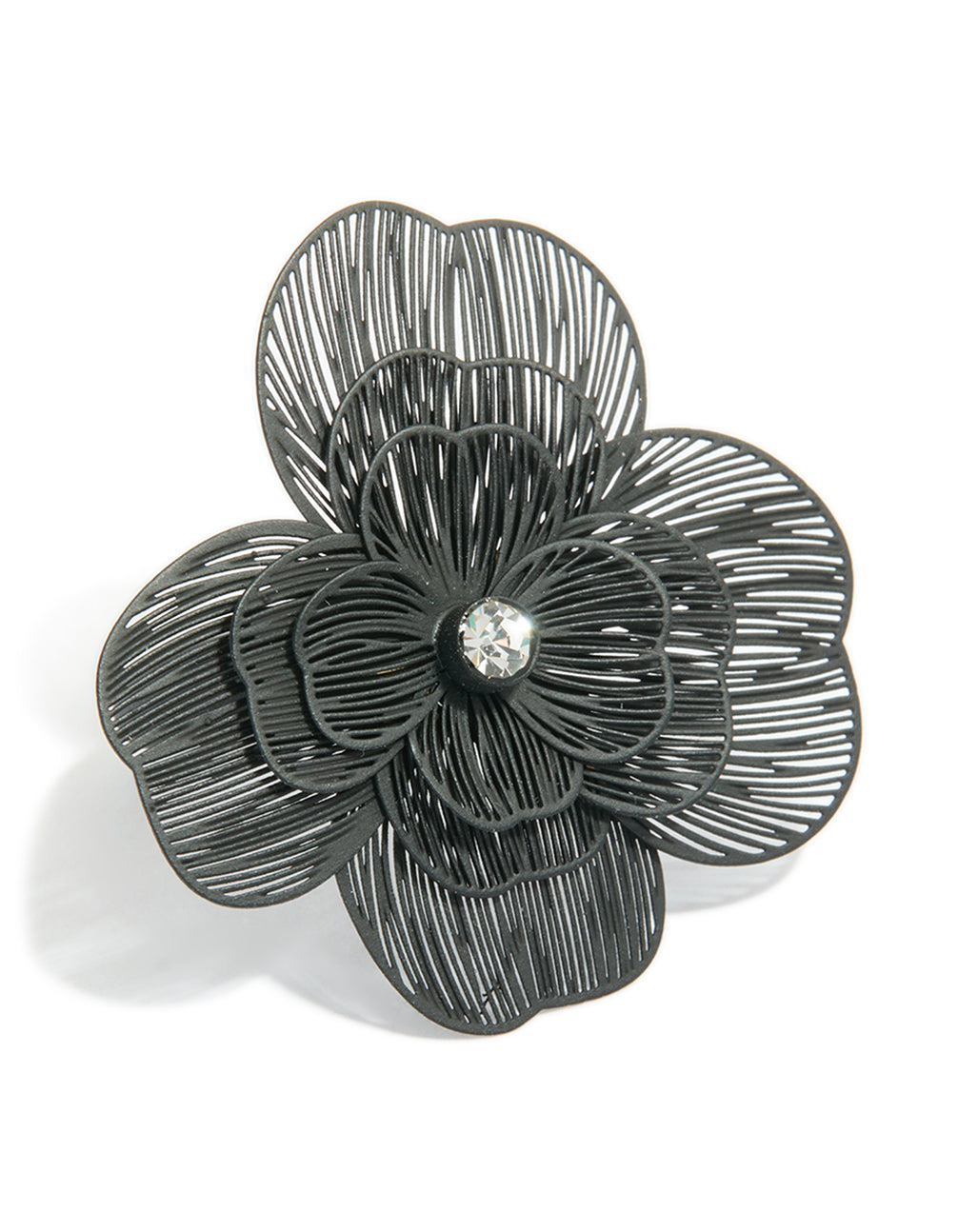 Black Flower Statement Ring