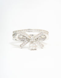 Silver Cubic Zirconia Bow Stacked Ring - link has visual effect only