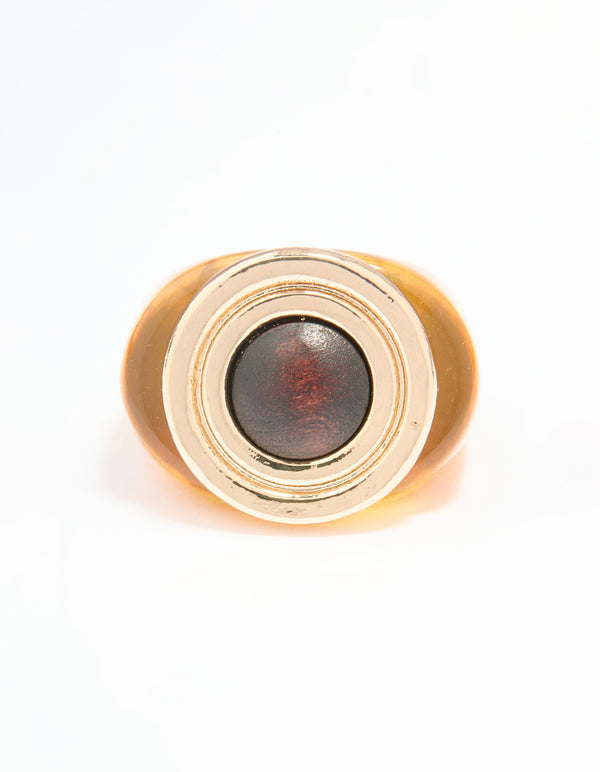 Gold Brown Stone Statement Ring