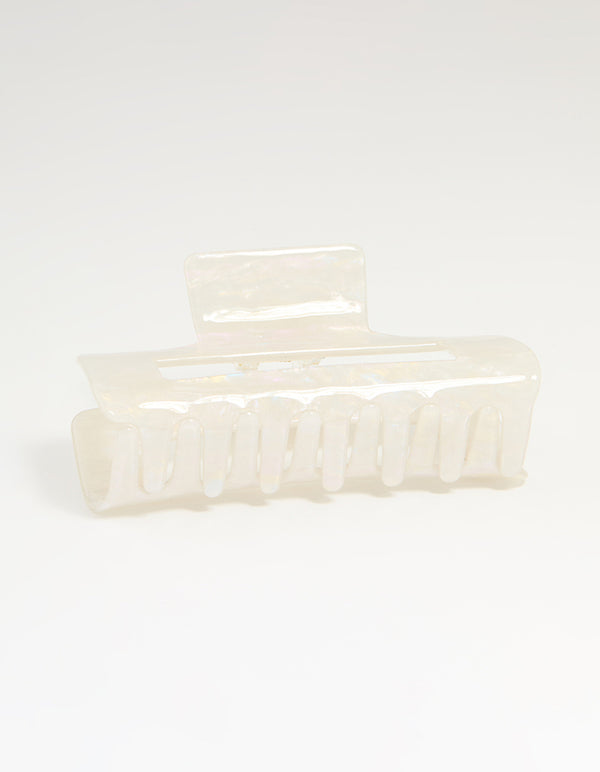White Acrylic Rectangle Claw Clip