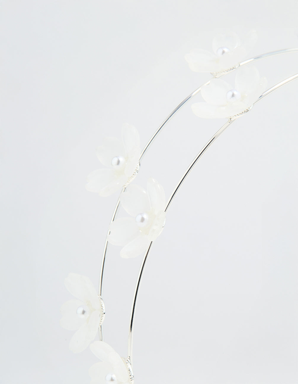 Silver Pearl Small Flower Headband
