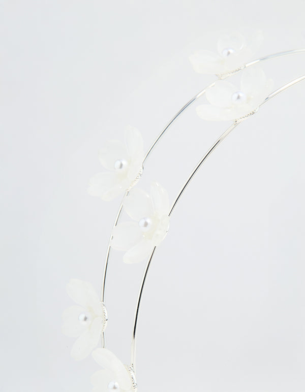 Silver Pearl Small Flower Headband