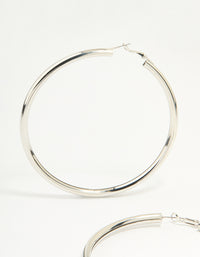 Silver Classic Tube Hoop Earrings - link has visual effect only