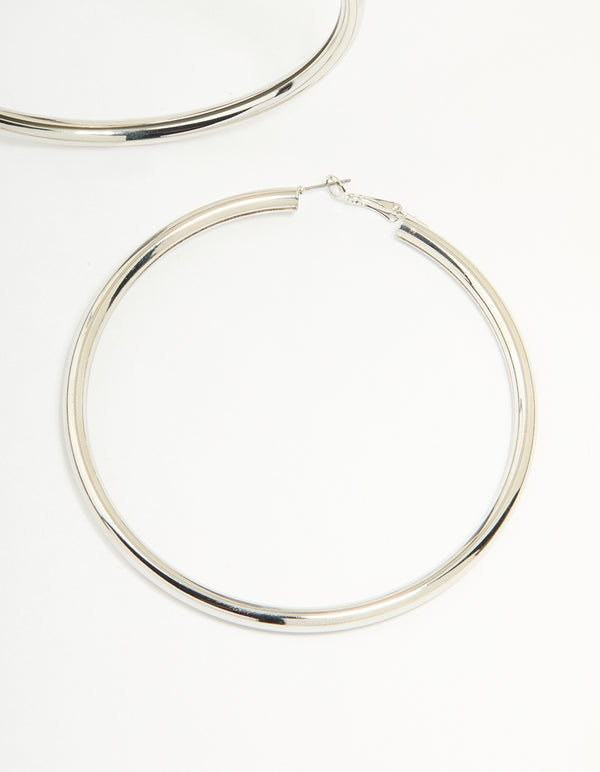 Silver Classic Tube Hoop Earrings