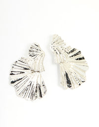 Silver Textured Fan Drop Earrings - link has visual effect only
