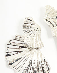 Silver Textured Fan Drop Earrings - link has visual effect only