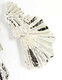 Silver Textured Fan Drop Earrings - link has visual effect only