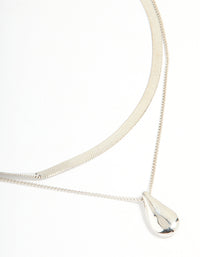 Silver Snake Chain & Organic Pendant Layered Necklace - link has visual effect only
