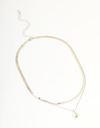 Silver Snake Chain & Organic Pendant Layered Necklace - link has visual effect only