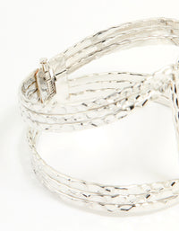 Silver Hammered Linear Wrist Cuff - link has visual effect only