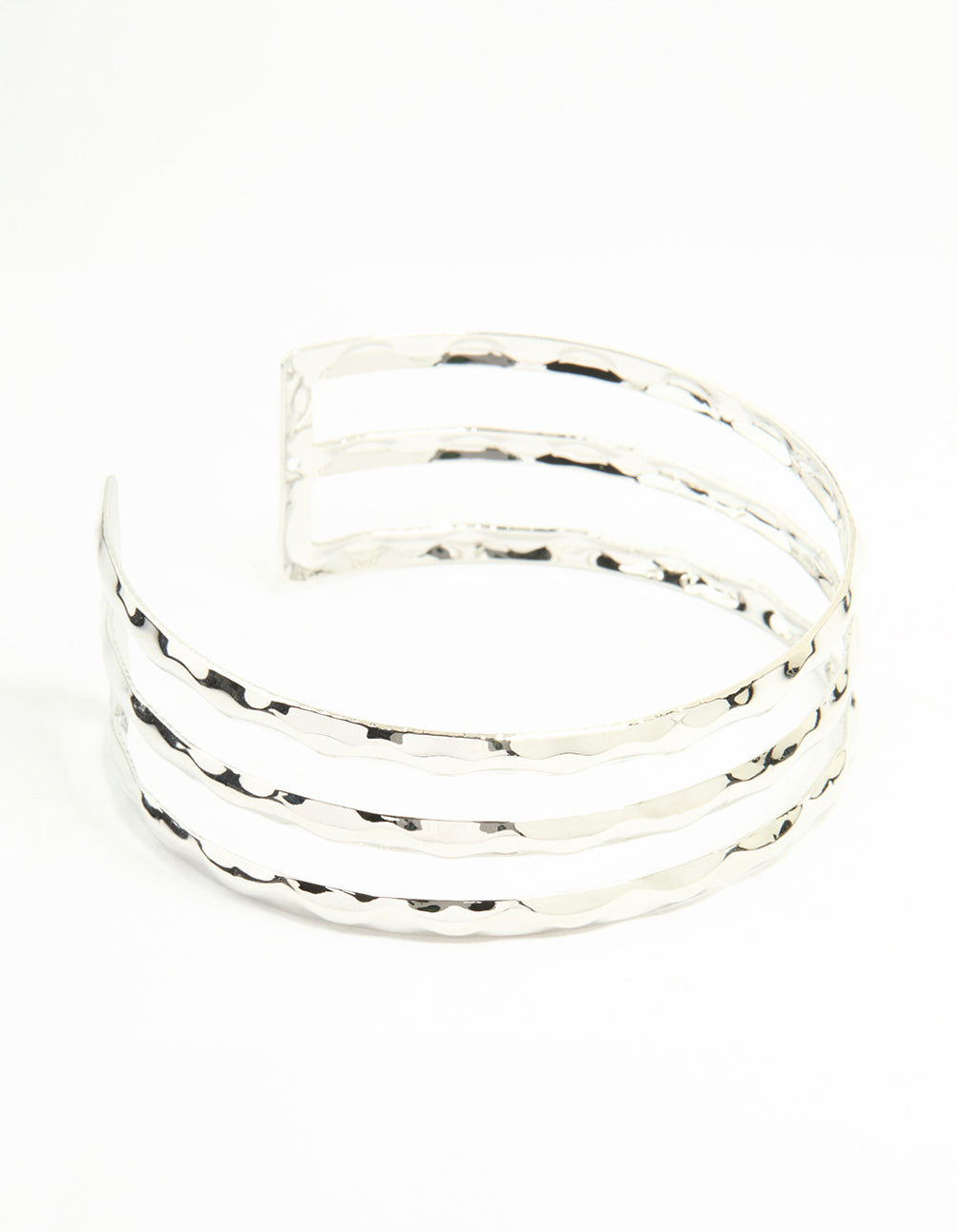 Silver Hammered Layered Arm Cuff