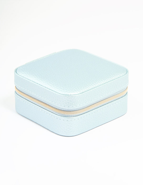 Metallic PU Leather Pebbled Square Jewellery Box