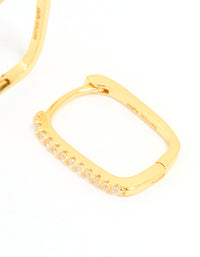 Gold Plated Sterling Silver Cubic Zirconia Pavé Oblong Hoop Earrings - link has visual effect only
