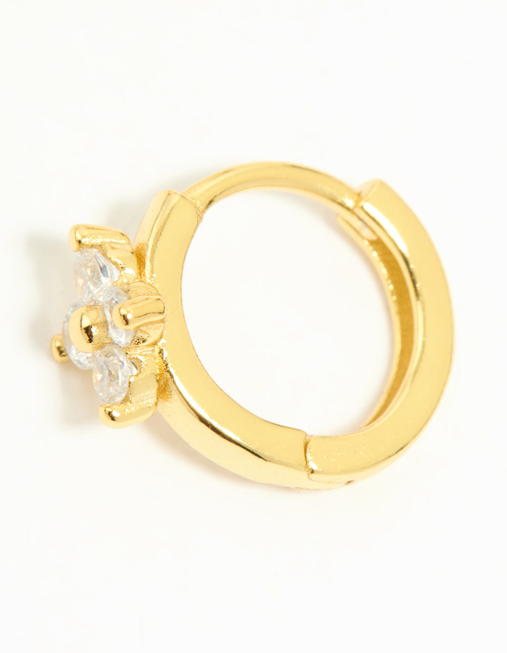 Gold Plated Sterling Silver Cubic Zirconia Flower Hoop Earrings