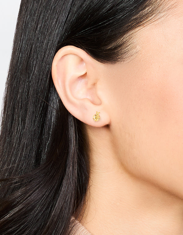 Gold Plated Sterling Silver Ladybug Stud Earrings