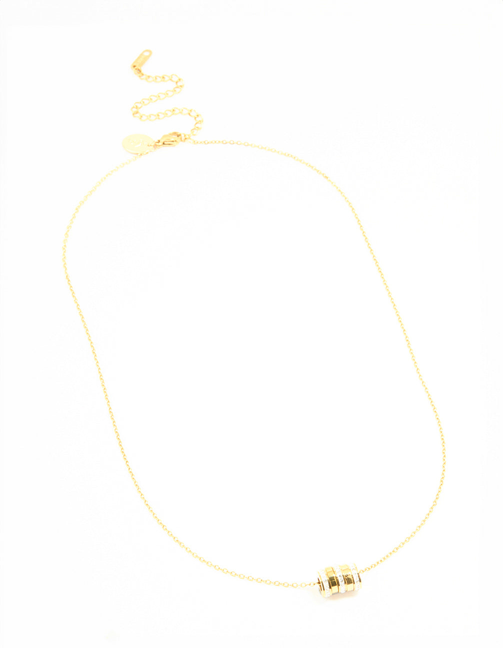 Waterproof Gold Plated Stainless Steel Cubic Zirconia Rondell Necklace