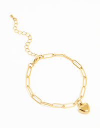 Waterproof Gold Plated Stainless Steel Pin Chain Heart Bracelet - link has visual effect only
