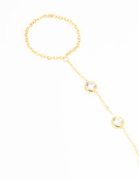 Waterproof Gold Plated Stainless Steel Diamante Bezel Hand Chain - link has visual effect only