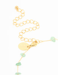 Waterproof Gold Plated Stainless Steel Green Semiprecious Stone Anklet - link has visual effect only