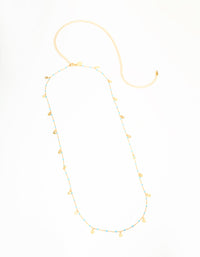 Waterproof Gold Plated Stainless Steel Blue Beaded Dainty Waist Chain - link has visual effect only