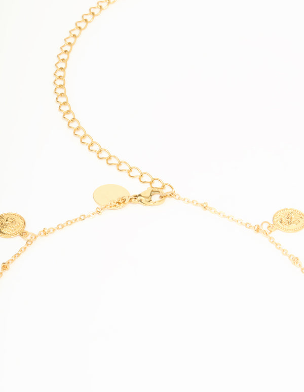 Waterproof Gold Plated Stainless Steel Diamante & Disc Waist Chain