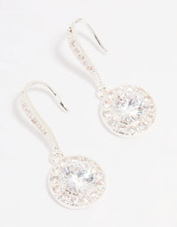 Silver Plated Cubic Zirconia Round Halo Drop Earrings - link has visual effect only