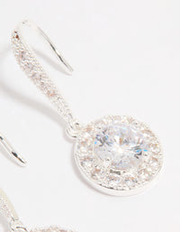 Silver Plated Cubic Zirconia Round Halo Drop Earrings - link has visual effect only