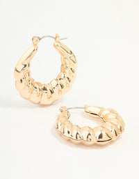 Gold Bubble Ribbed Hoop Earrings - link has visual effect only