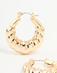 Gold Bubble Ribbed Hoop Earrings - link has visual effect only