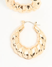 Gold Bubble Ribbed Hoop Earrings - link has visual effect only