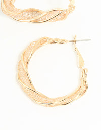 Gold Small Wrap Mesh Hoop Earrings - link has visual effect only