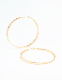 Gold Textured Large Hoop Earrings - link has visual effect only