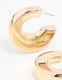 Gold Flat Side Chunky Hoop Earrings - link has visual effect only