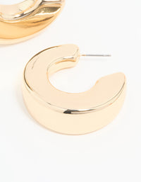 Gold Flat Side Chunky Hoop Earrings - link has visual effect only
