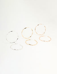 Mixed Metal Twisted Large Hoop Earrings 3-Pack - link has visual effect only