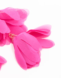 Gold Pink Fabric Layered Flower Hook Earrings - link has visual effect only