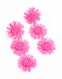 Gold Pink Paper Triple Flower Drop Earrings - link has visual effect only