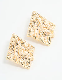 Gold Textured Diamond Shape Stud Earrings - link has visual effect only