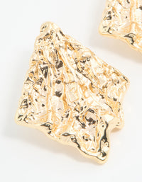 Gold Textured Diamond Shape Stud Earrings - link has visual effect only