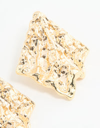 Gold Textured Diamond Shape Stud Earrings - link has visual effect only